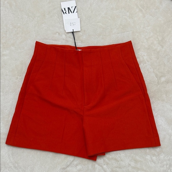 Zara Women's High Waist Orange Shorts S - Picture 1 of 5